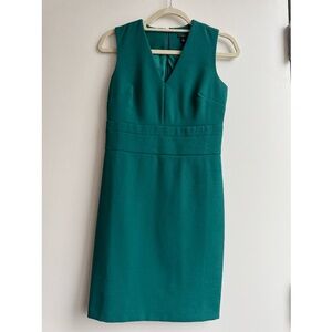 Ann Taylor Sleeveless Sheath Dress Dark Green 0P Petite